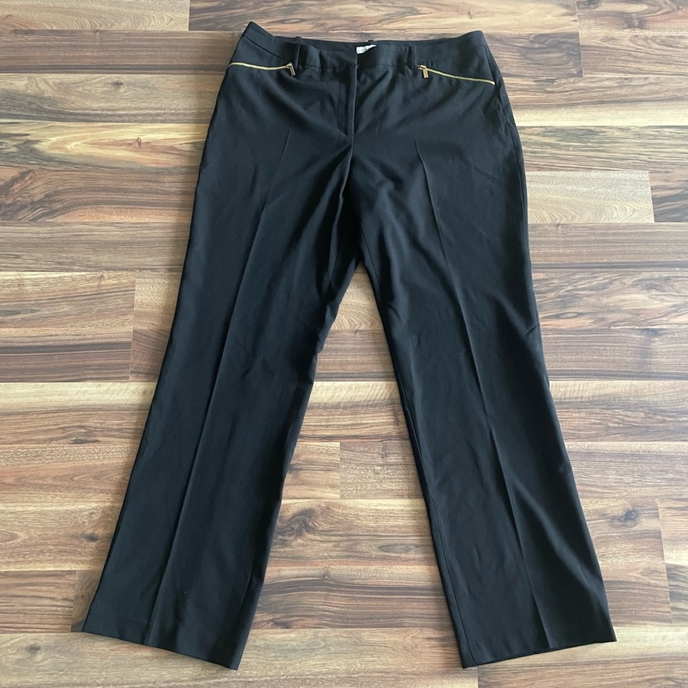 Calvin Klein Black Pantsuit with Gold Zippers Accents